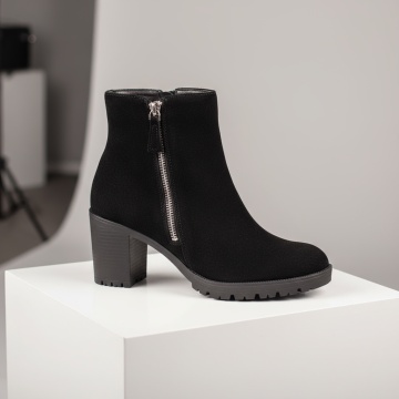 Botine dama, Botine dama negre suede Piele naturala MOD06262, modlet.ro