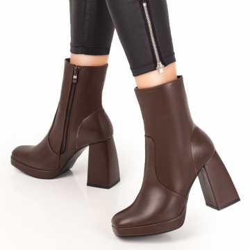 Botine maro dama cu toc si platforma MOD07682, 2, modlet.ro