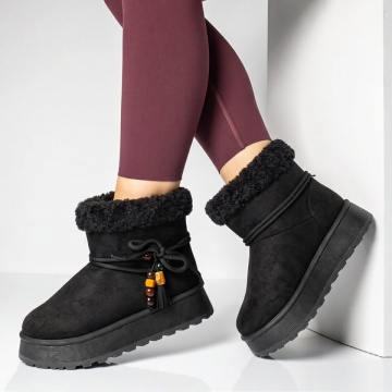 Cizme de iarna, Cizme dama cu talpa groasa tip oog negru suede LILI47, modlet.ro