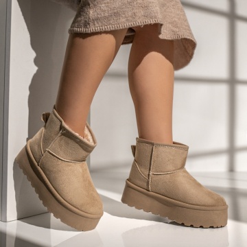 Cizme dama cu talpa groasa tip UG bej suede NINA9, 1, modlet.ro