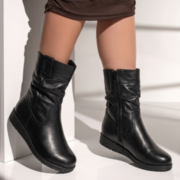 Cizme dama cu talpa joasa negre din Piele naturala GETA7, 2, modlet.ro
