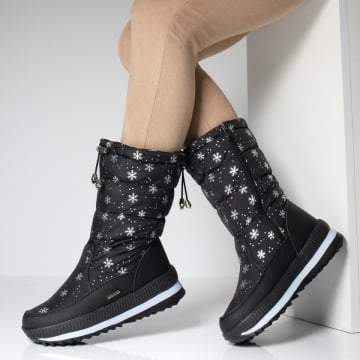 Cizme dama, Cizme dama de fas cu fermoar negre MOD06677, modlet.ro