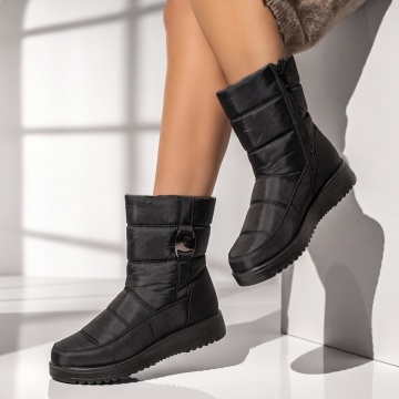 Cizme dama din fas cu fermoar negre DORA54