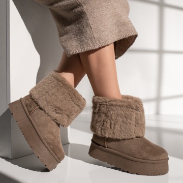 Cizme dama khaki suede tip UG MOD12406, 4, modlet.ro
