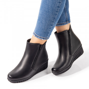 Cizme dama negre cu fermoare laterale din Piele naturala MOD07250, 3, modlet.ro