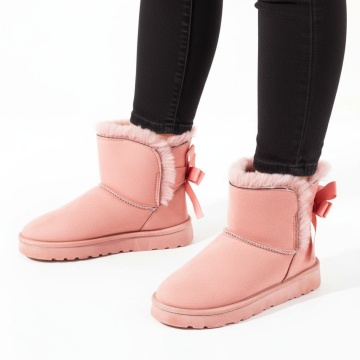 Cizme dama scurte cu funda la spate roz suede MOD07105, 3, modlet.ro