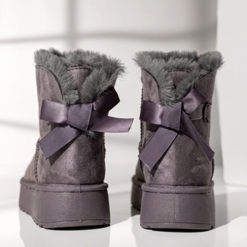 Cizme dama tip UG cu fundita gri suede EMA49, 2, modlet.ro