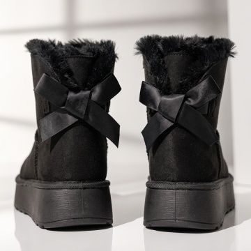 Cizme dama tip UG cu fundita negru suede EMA49, 2, modlet.ro