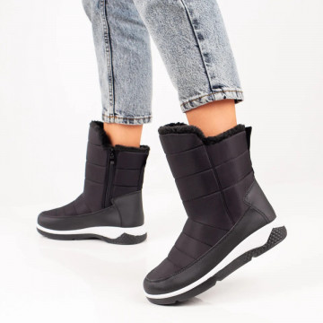 Cizme din fas de zapada negre dama cu fermoar MOD06599, 4, modlet.ro