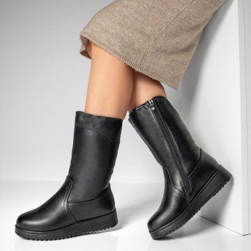 Cizme lungi dama cu talpa groasa negre MOD12795, 4, modlet.ro