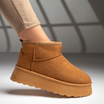 Cizme dama, Cizme scurte dama tip oog maro suede MOD12590, modlet.ro