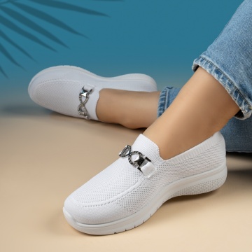 Espadrile dama cu accesoriu decorativ albe EMA1
