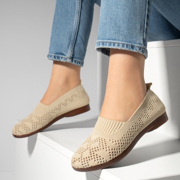 Espadrile dama cu perforatii si talpa joasa bej MOD13063, 2, modlet.ro