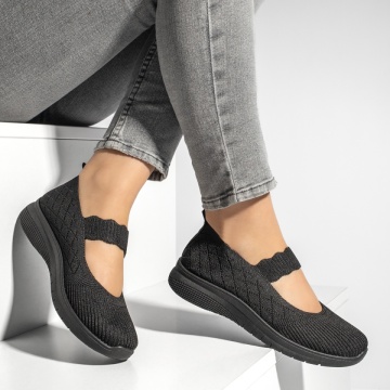 Espadrile dama cu talpa groasa negre EMA12, 4, modlet.ro