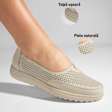 Espadrile perforate dama bej din Piele naturala MOD11349, 4, modlet.ro