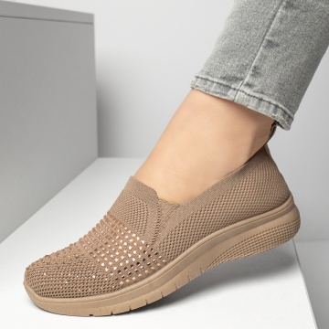 Espadrile sport dama cu strasuri aplicate khaki ZEF13178, 4, zeforia.ro