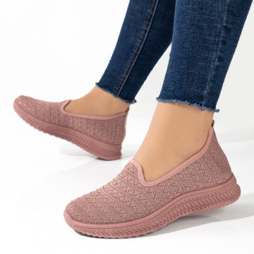 Espadrile sport dama roz cu strasuri din material textil ZEF10997, 4, zeforia.ro