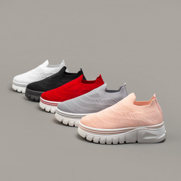 Espadrile sport dama roz cu talpa groasa MOD10100, 2, modlet.ro