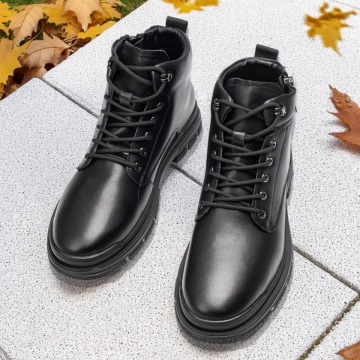 Ghete barbati cu siret negre din Piele naturala MOD12465, 3, modlet.ro