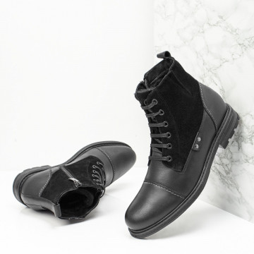 Ghete barbati negre suede din Piele naturala MOD10570, 3, modlet.ro