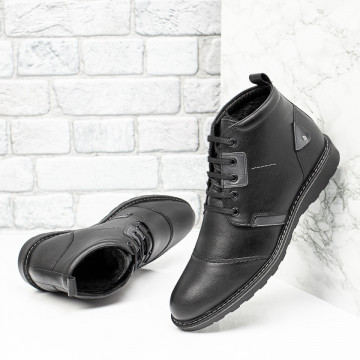 Ghete casual barbati cu siret negri din Piele naturala MOD10568, 3, modlet.ro