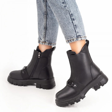 Ghete cu fermoar negre si talpa groasa dama MOD07373, 4, modlet.ro