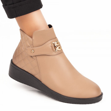 Ghete dama bej cu fermoar si accesoriu metalic ZEF07070, 1, zeforia.ro