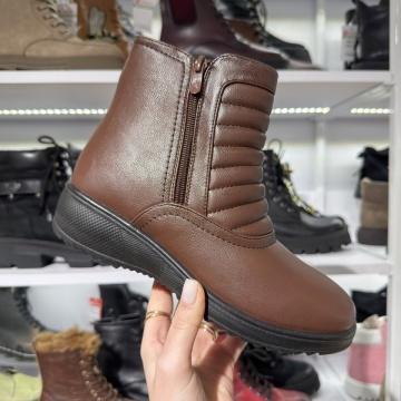 Ghete imblanite, Ghete dama cu fermoar maro MOD14188, modlet.ro