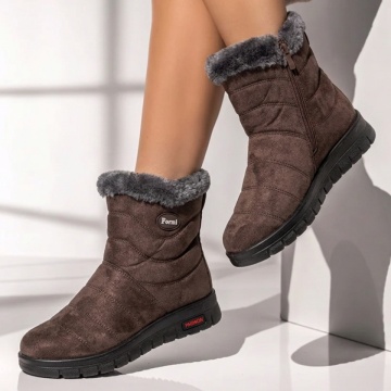 Ghete dama cu fermoar maro suede MARA43, 2, modlet.ro