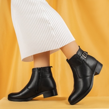 Ghete Dama, Ghete dama cu fermoar negre din Piele naturala MOD05619, modlet.ro