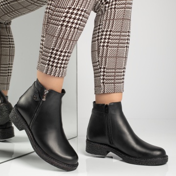 Ghete dama cu fermoar negre din Piele Naturala MOD12571, 4, modlet.ro