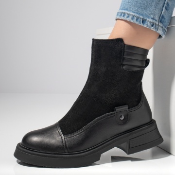 Ghete dama cu fermoar negru suede din Piele naturala MOD12659, 2, modlet.ro