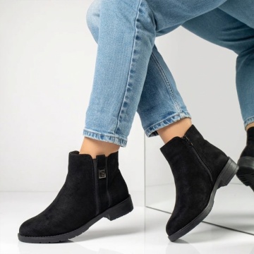 Ghete cu Toc, Ghete dama cu fermoar negru suede IRIS50, modlet.ro