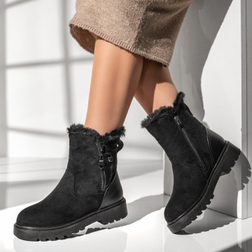 Ghete dama cu fermoar negru suede MOD12797, 2, modlet.ro