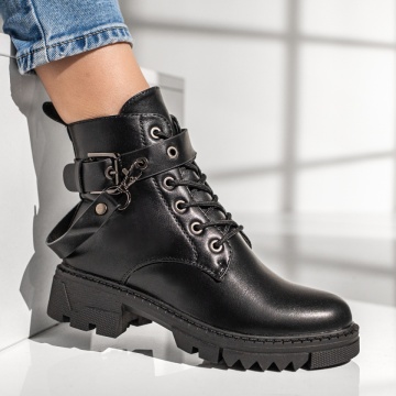 Ghete dama cu fermoar si accesoriu detasabil negre MOD12859, 3, modlet.ro