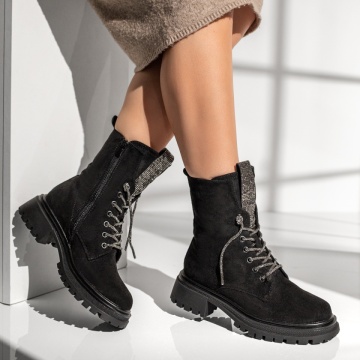 Ghete dama cu pietre aplicate si fermoar negru suede MOD12787, 2, modlet.ro
