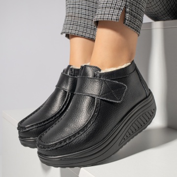 Ghete dama cu platforma negre din Piele naturala MOD06370, 2, modlet.ro