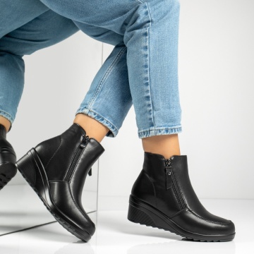 Ghete dama cu platforma si fermoar negre din Piele naturala MOD14005, 4, modlet.ro