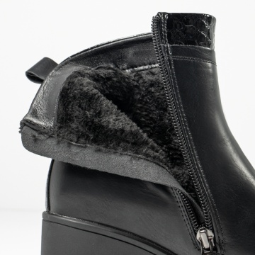 Ghete dama cu platforma si fermoar negre MOD12723, 2, modlet.ro