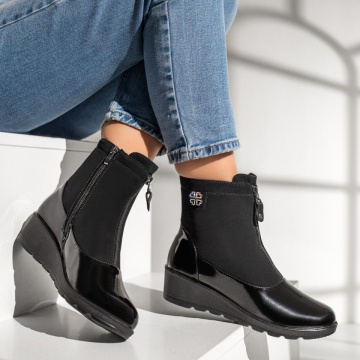 Ghete dama cu platforma si fermoar negre MOD12850, 3, modlet.ro