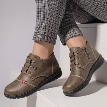 Ghete Dama, Ghete dama cu siret si fermoar khaki LILI25, modlet.ro