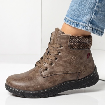 Ghete dama cu siret si fermoar khaki LILI33, 2, modlet.ro