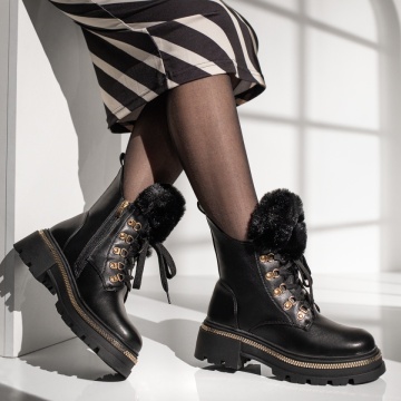 Ghete dama cu talpa groasa negre MOD12779, 3, modlet.ro