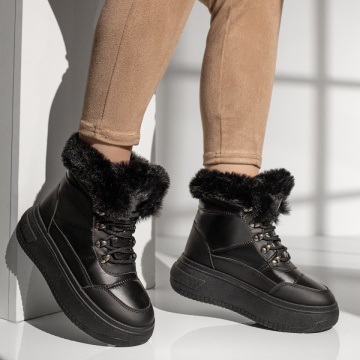 Ghete dama cu talpa groasa negre MOD12827, 4, modlet.ro