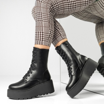 Bocanci dama, Ghete dama cu talpa groasa negre MOD14167, modlet.ro