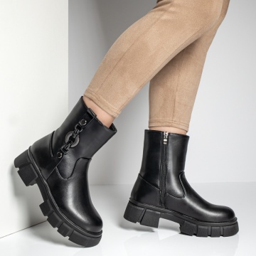 Ghete dama cu talpa groasa si fermoar negre MOD06923, 4, modlet.ro