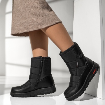 Ghete dama cu talpa groasa si fermoar negre MOD14097, 3, modlet.ro