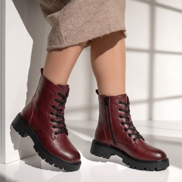Ghete dama cu talpa groasa si fermoar visinii din Piele naturala DORA60, 3, modlet.ro