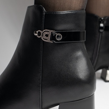Ghete dama cu toc gros si fermoar negre MOD10593, 4, modlet.ro