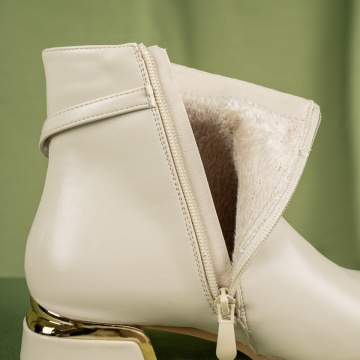 Ghete dama cu toc si accesoriu decorativ bej MOD06996, 2, modlet.ro